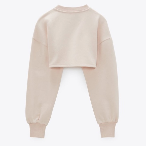 NWT Zara Cropped Sweatshirt Arm Warmer Top - Picture 5 of 7